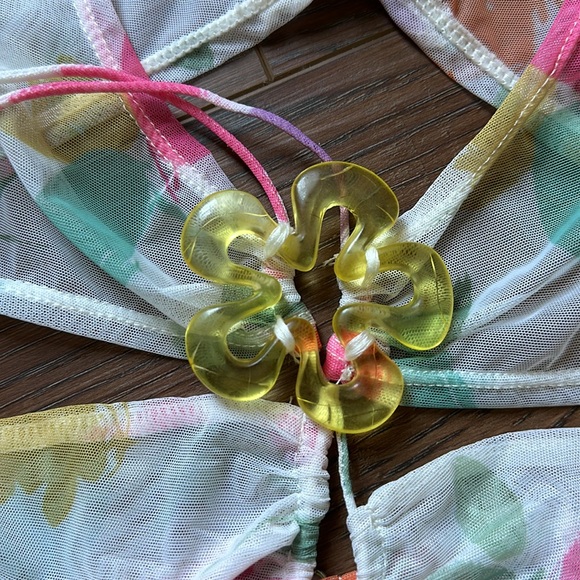 For Love and Lemons Floral Mesh Mini Dress or Coverup M - Picture 6 of 12